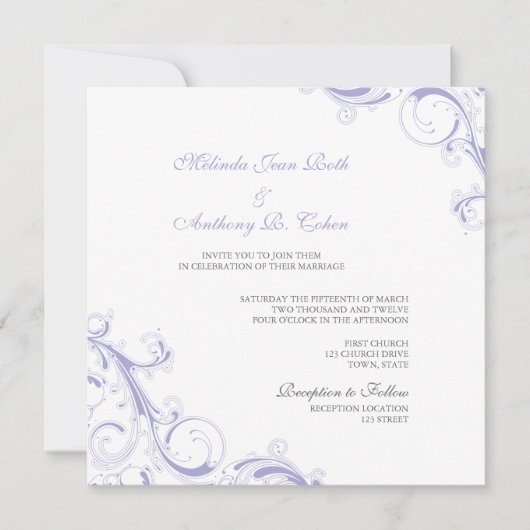 Filigree Swirl Lavender Kaart (Voorkant)