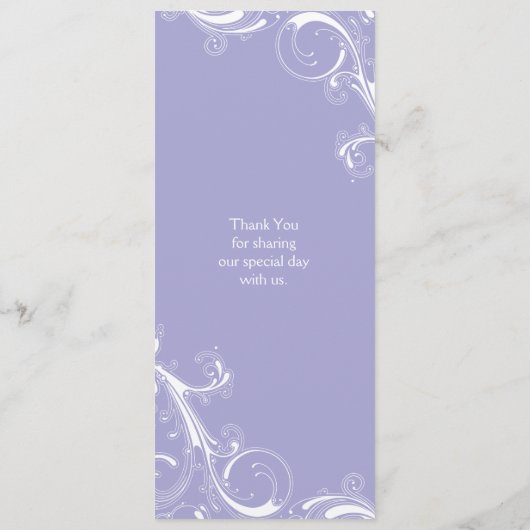 Filigree Swirl Lavender Menu (Achterkant)