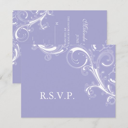 Filigree Swirl Lavender RSVP (Voorkant / Achterkant)
