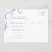 Filigree Swirl Lavender Save the Date Aankondigingskaart (Achterkant)