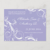 Filigree Swirl Lavender Save the Date Aankondigingskaart (Voorkant)