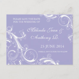 Filigree Swirl Lavender Save the Date Aankondigingskaart