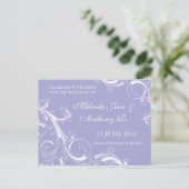 Filigree Swirl Lavender Save the Date Aankondigingskaart (Staand voorkant)