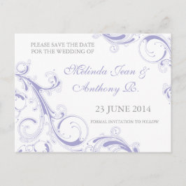 Filigree Swirl Lavender Save the Date Aankondigingskaart