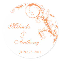 Filigree Swirl Oranje Bride Groom