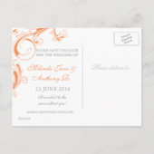 Filigree Swirl Oranje Save the Date Aankondigingskaart (Achterkant)