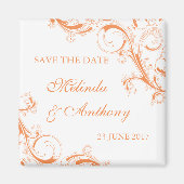 Filigree Swirl Oranje Save the Date Magneet (Voorkant)