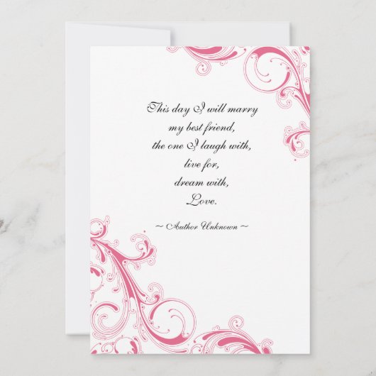 Filigree Swirl Pink Kaart (Achterkant)