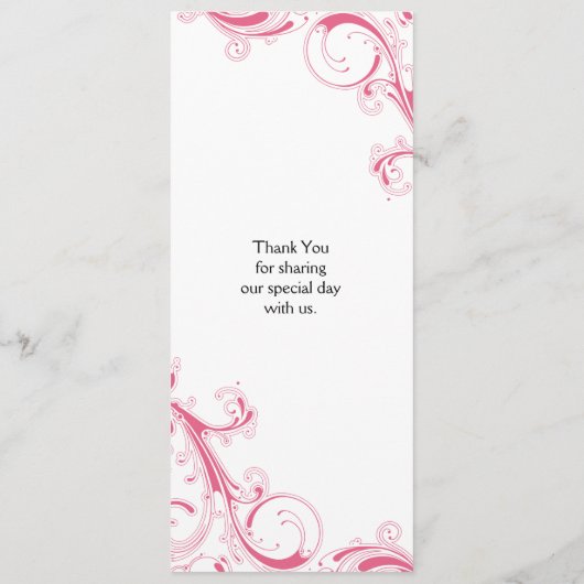 Filigree Swirl Pink Menu (Achterkant)