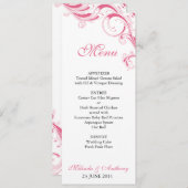 Filigree Swirl Pink Menu (Voorkant / Achterkant)