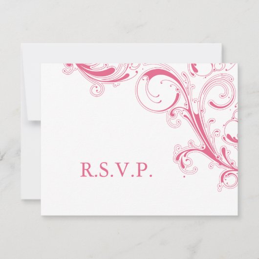 Filigree Swirl Pink RSVP Kaartje (Voorkant)