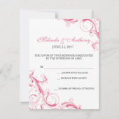 Filigree Swirl Pink RSVP Kaartje (Achterkant)
