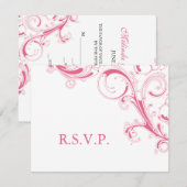 Filigree Swirl Pink RSVP Kaartje (Voorkant / Achterkant)