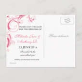 Filigree Swirl Pink Save the Date Aankondigingskaart (Achterkant)