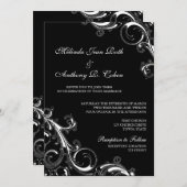 Filigree Swirl Zwart w / wit 5x7 bruiloft Kaart (Voorkant / Achterkant)