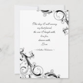 Filigree Swirl Zwart w / wit 5x7 bruiloft Kaart (Achterkant)