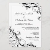 Filigree Swirl Zwart w / wit 5x7 bruiloft Kaart (Voorkant / Achterkant)