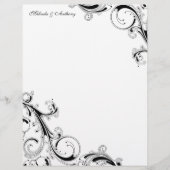 Filigree Swirls White met zwart 8.5 x 11 papier (Voorkant)