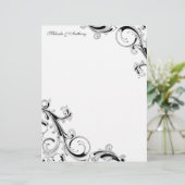 Filigree Swirls White met zwart 8.5 x 11 papier (Staand voorkant)