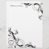 Filigree Swirls White met zwart 8.5 x 11 papier (Voorkant / Achterkant)