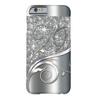 Filigree Vines Glitter Metal | zilvermetaal Barely There iPhone 6 Hoesje