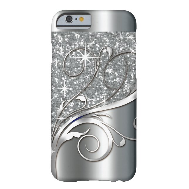 Filigree Vines Glitter Metal | zilvermetaal Case-Mate iPhone Case (Achterkant)