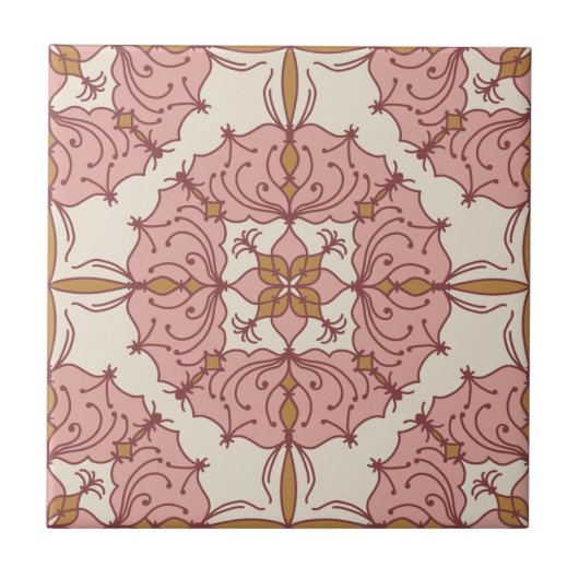 Filigree Wreath Ceramic Tile - Roze Tegeltje (Voorkant)
