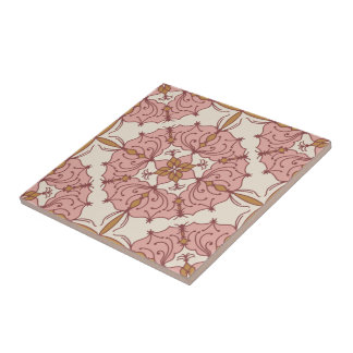 Filigree Wreath Ceramic Tile - Roze Tegeltje