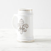 Filigreed Fleur de Lys Stein Bierpul (Voorkant links)