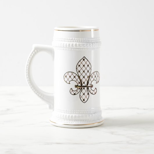 Filigreed Fleur de Lys Stein Bierpul (Links)