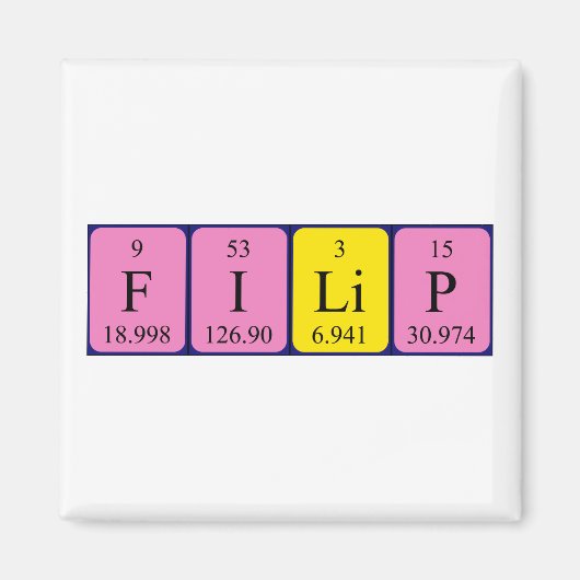 Filip periodieke lijstnaam magnet (Voorkant)