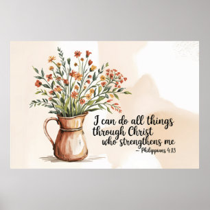 Filipenzen 4:13 Bijbelvers Schriftuurcitaat Poster