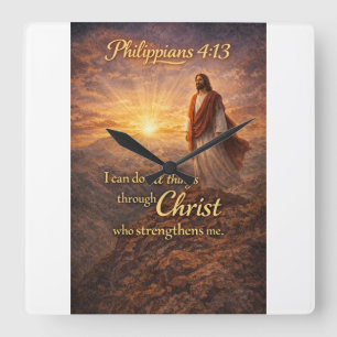 Filipenzen 4:13 Christelijk vierkant wandklok