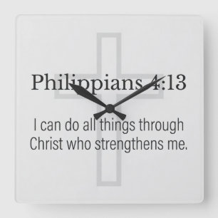 Filipenzen 4:13 Christelijke vierkante wandklok