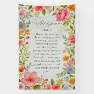 Filipenzen 4:6–7 Bijbelvers Bloemige Waterverf Spandoek