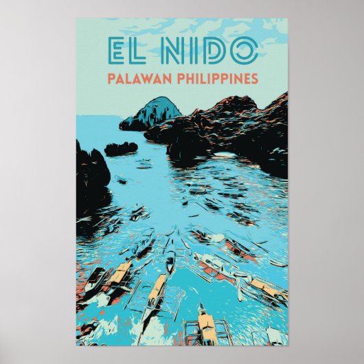 Filipijnen, boten in de prachtige El Nido, Palawan Poster (Voorkant)