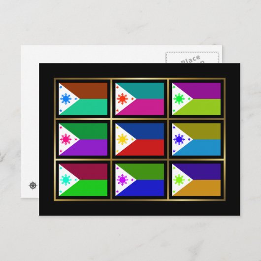 Filipijnen Briefkaart multihue Flags (Voorkant / Achterkant)