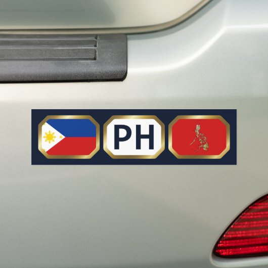 Filipijnen Bumpersticker vlaggenkaartcode (Op auto)