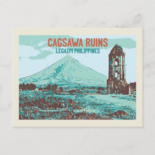 Filipijnen, Cagsawa ruins, Legazpi, Mayon vulcano Briefkaart (Voorkant)