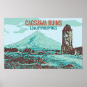 Filipijnen, Cagsawa ruins, Legazpi, Mayon vulcano Poster (Voorkant)