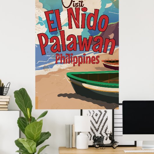 Filipijnen, El Nido, Palawan Travel poster. Poster (Thuiskantoor)