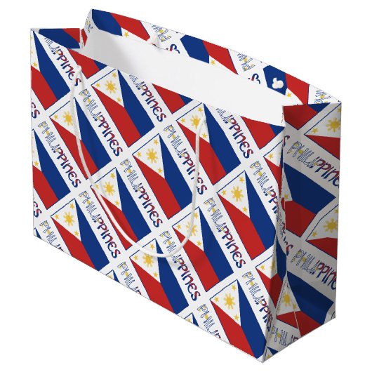 Filipijnen en Filippijnen Vlag Getuigd Groot Cadeauzakje (Achterkant Gekanteld)