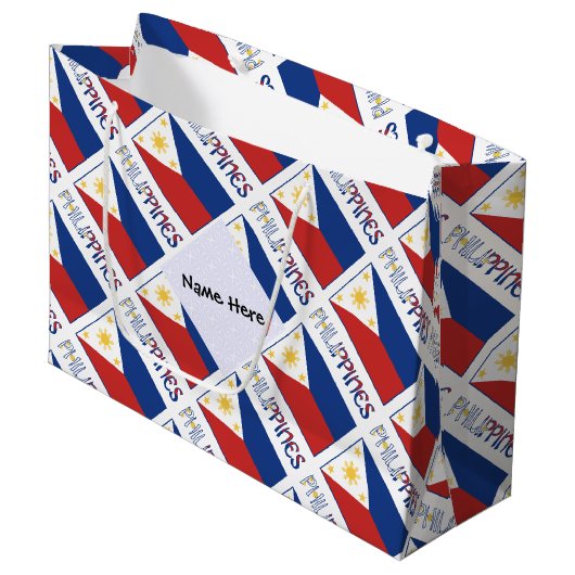 Filipijnen en Filippijnen Vlag Getuigd Groot Cadeauzakje (Voorkant Gekanteld)