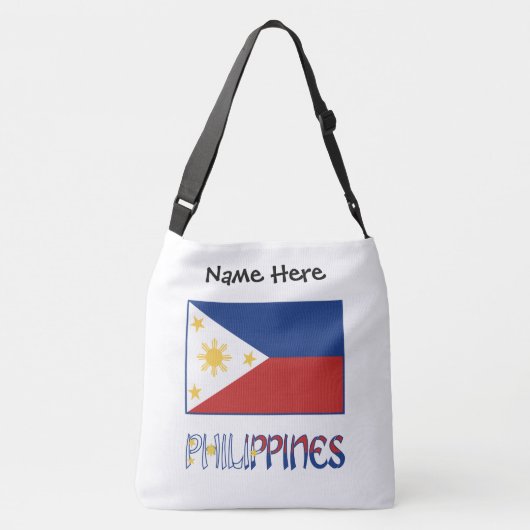 Filipijnen en Filippijnse vlag en Jouw naam Crossbody Tas (Achterkant)