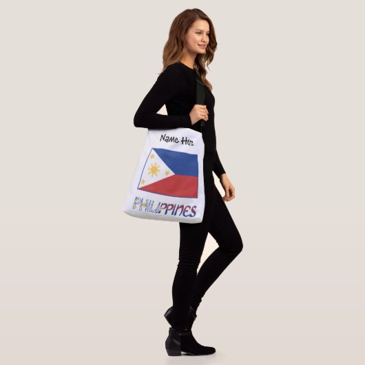 Filipijnen en Filippijnse vlag en Jouw naam Crossbody Tas (Op model)