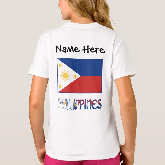 Filipijnen en Filippijnse vlag en Jouw naam T-shirt (Achterkant)
