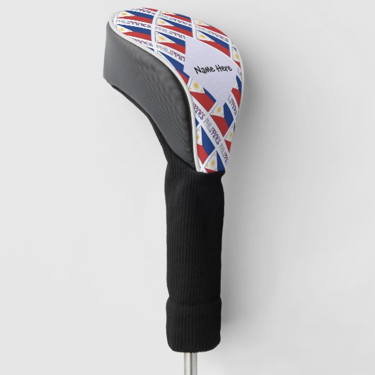 Filipijnen en Filippijnse vlag met Jouw naam Golfheadcover (Schuin)