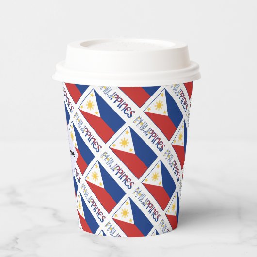 Filipijnen en Filippijnse vlag met Jouw naam Papieren Bekers (Links)