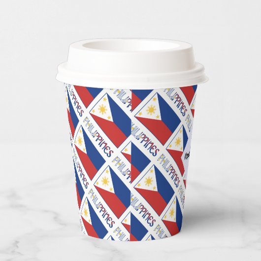 Filipijnen en Filippijnse vlag met Jouw naam Papieren Bekers (Rechts)