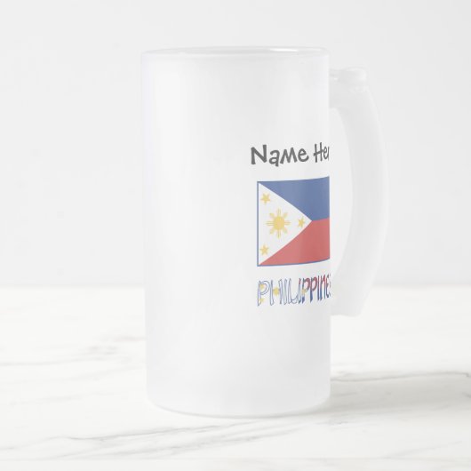 Filipijnen en Filippijnse vlag op persoonlijke tit Matglas Bierpul (Voorkant rechts)